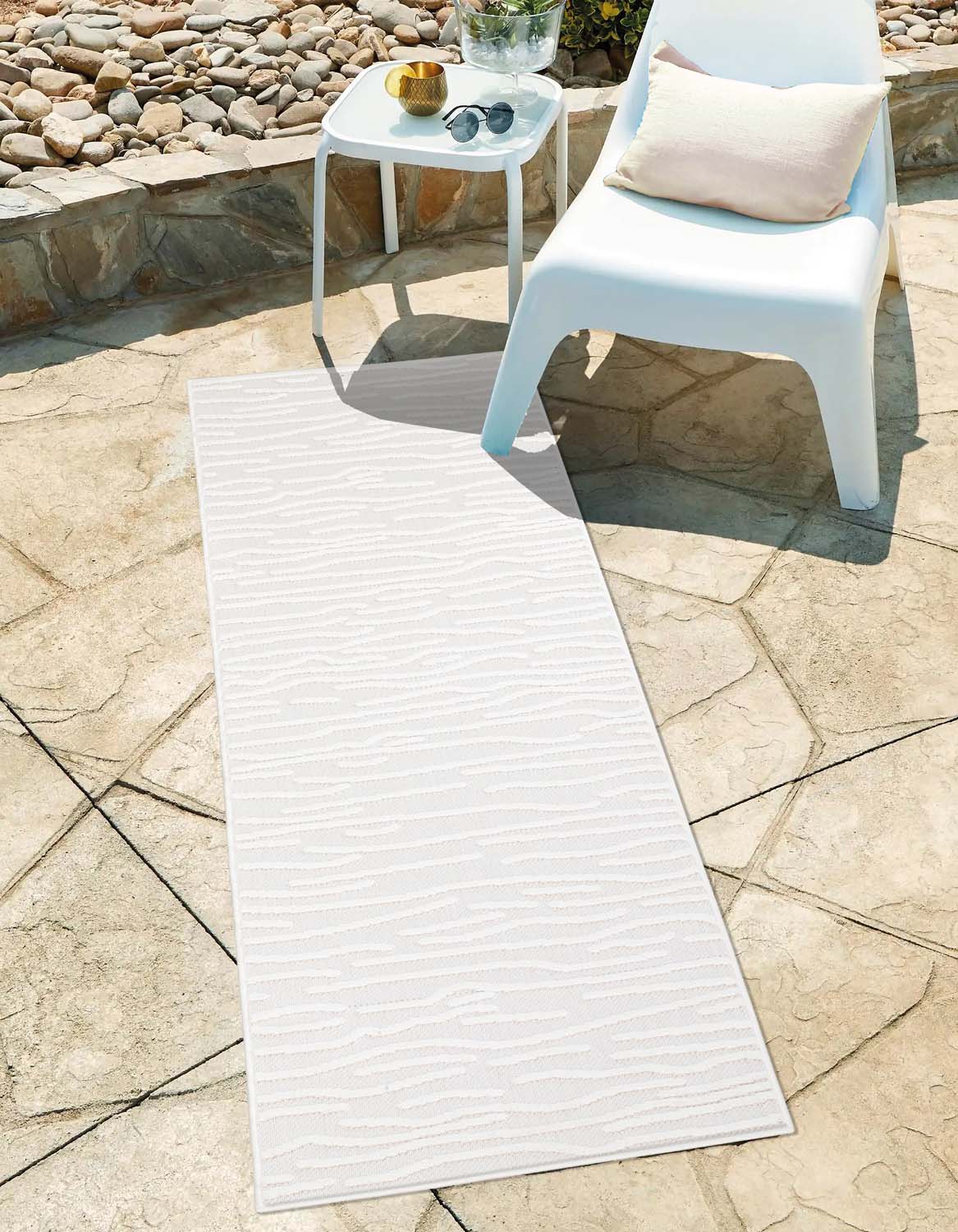 Tapis Intérieur/Extérieur à motif relief Vagues Crème – STUDIO DECO