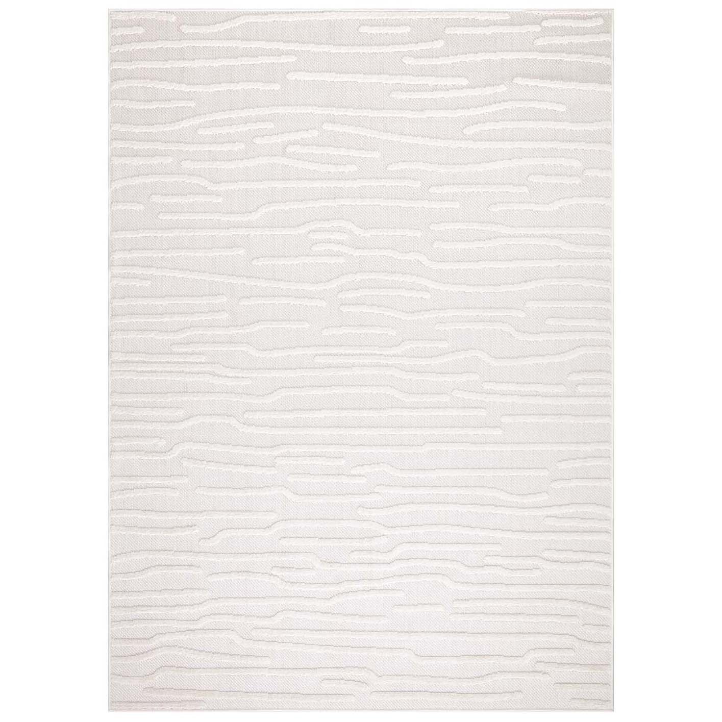 Tapis Intérieur/Extérieur à motif relief Vagues Crème