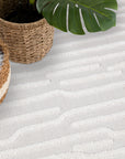 Tapis Intérieur/Extérieur à motif relief Vagues Crème – STUDIO DECO