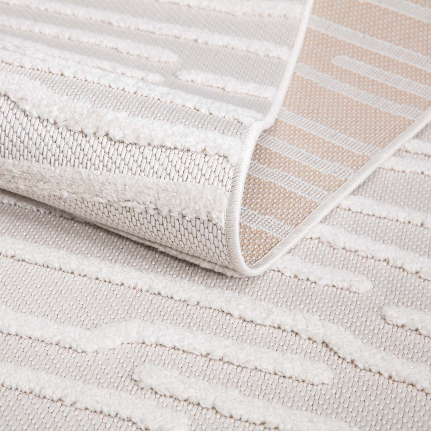 Tapis Intérieur/Extérieur à motif relief Vagues Crème – STUDIO DECO