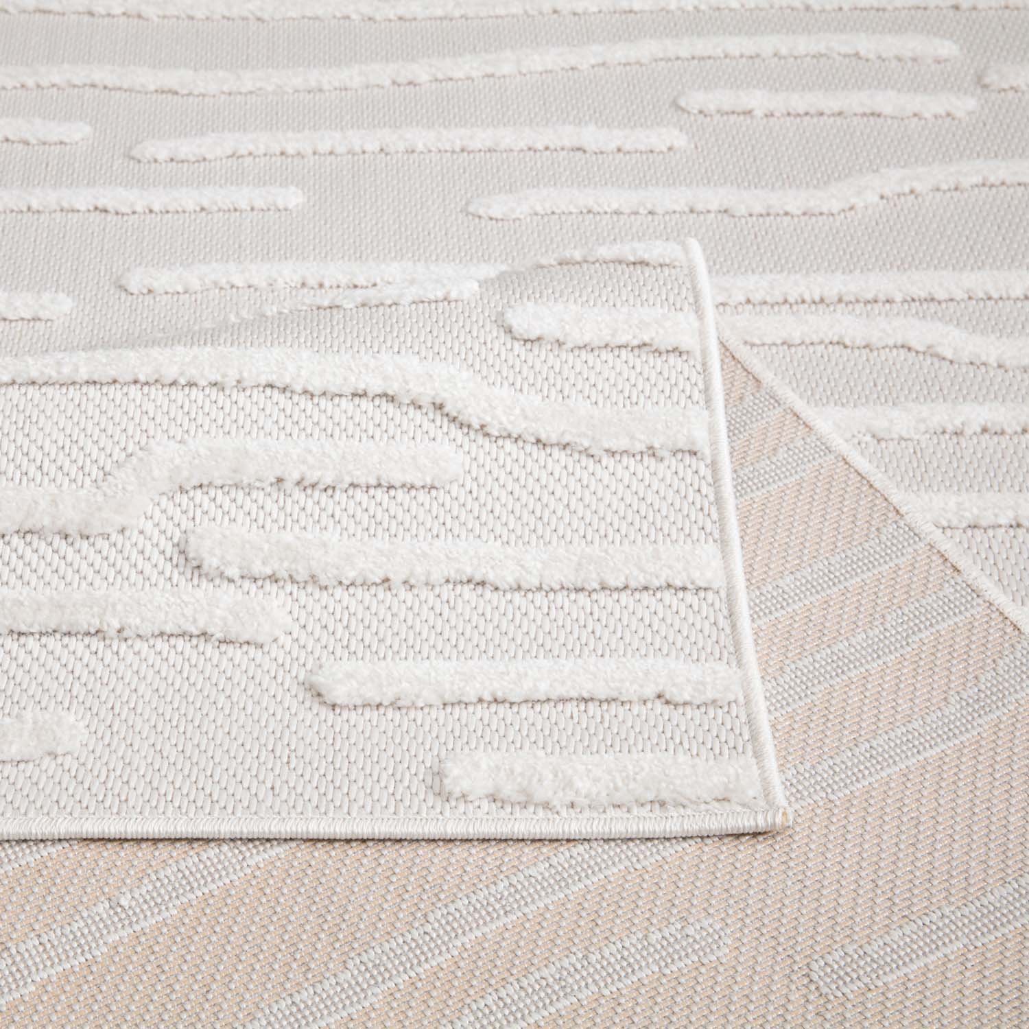 Tapis Intérieur/Extérieur à motif relief Vagues Crème – STUDIO DECO