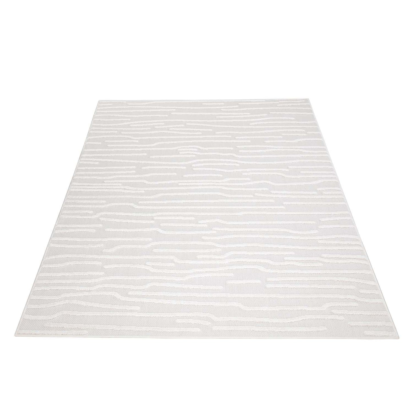 Tapis Intérieur/Extérieur à motif relief Vagues Crème