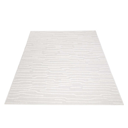 Tapis Intérieur/Extérieur à motif relief Vagues Crème