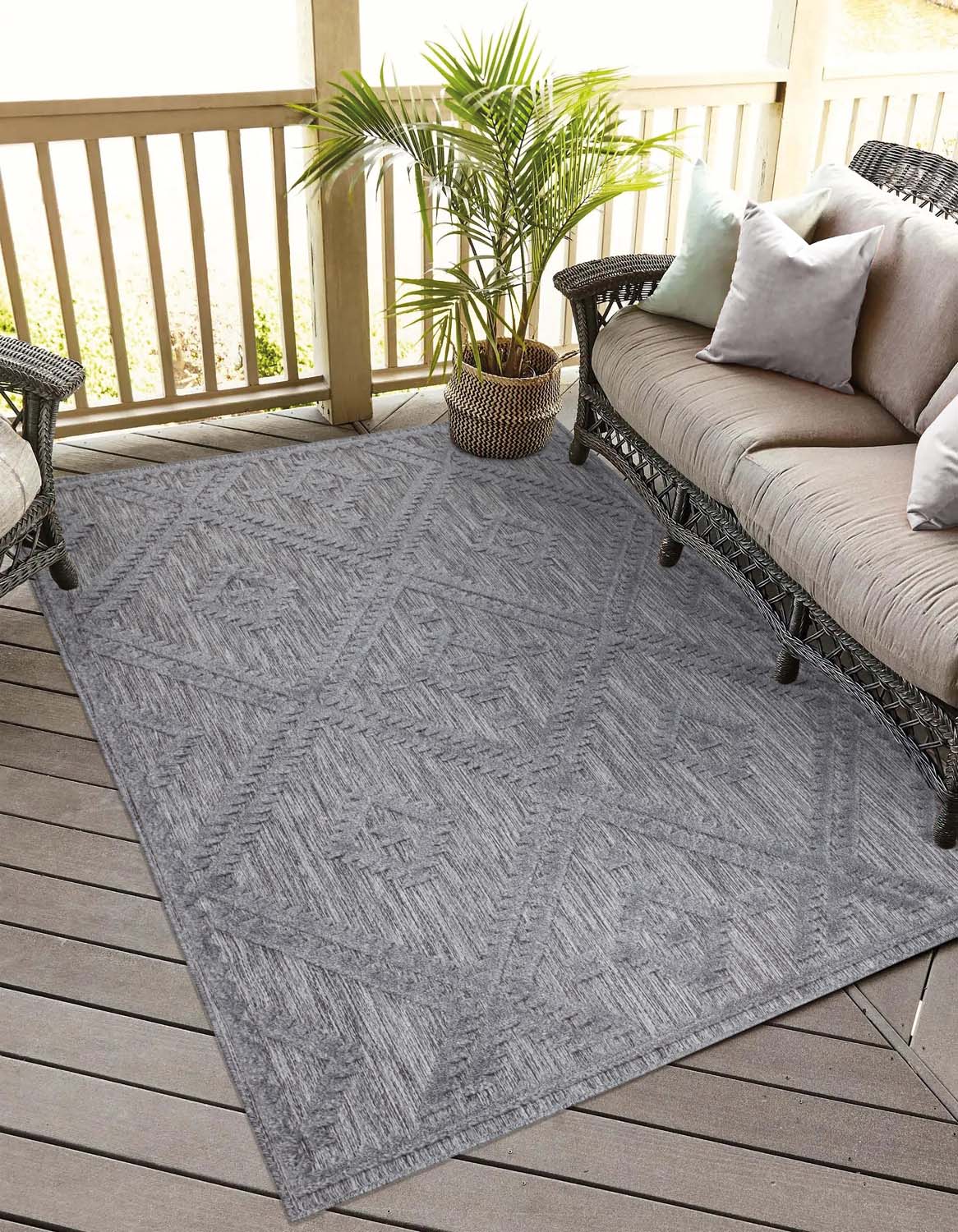 Tapis Intérieur/Extérieur à motif relief Berbère Anthracite – STUDIO DECO