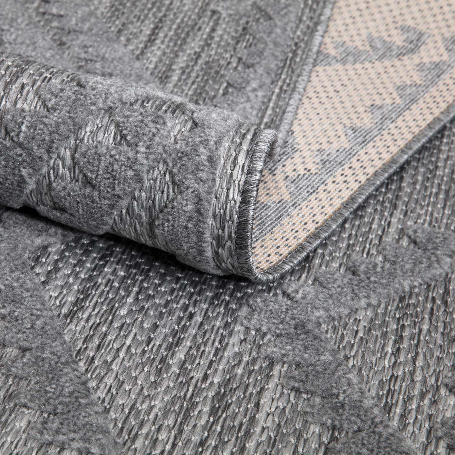 Tapis Intérieur/Extérieur à motif relief Berbère Anthracite – STUDIO DECO