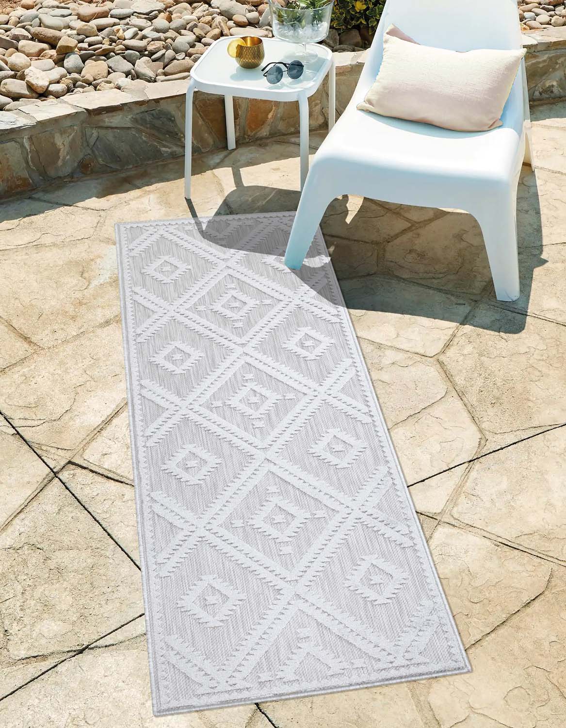Tapis Intérieur/Extérieur à motif relief Berbère Gris – STUDIO DECO