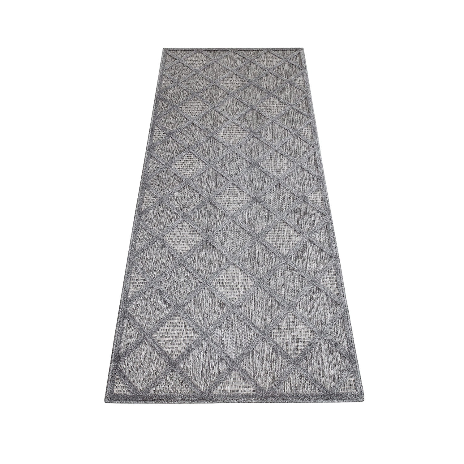 Tapis Intérieur/Extérieur à motif relief Losanges Anthracite – STUDIO DECO