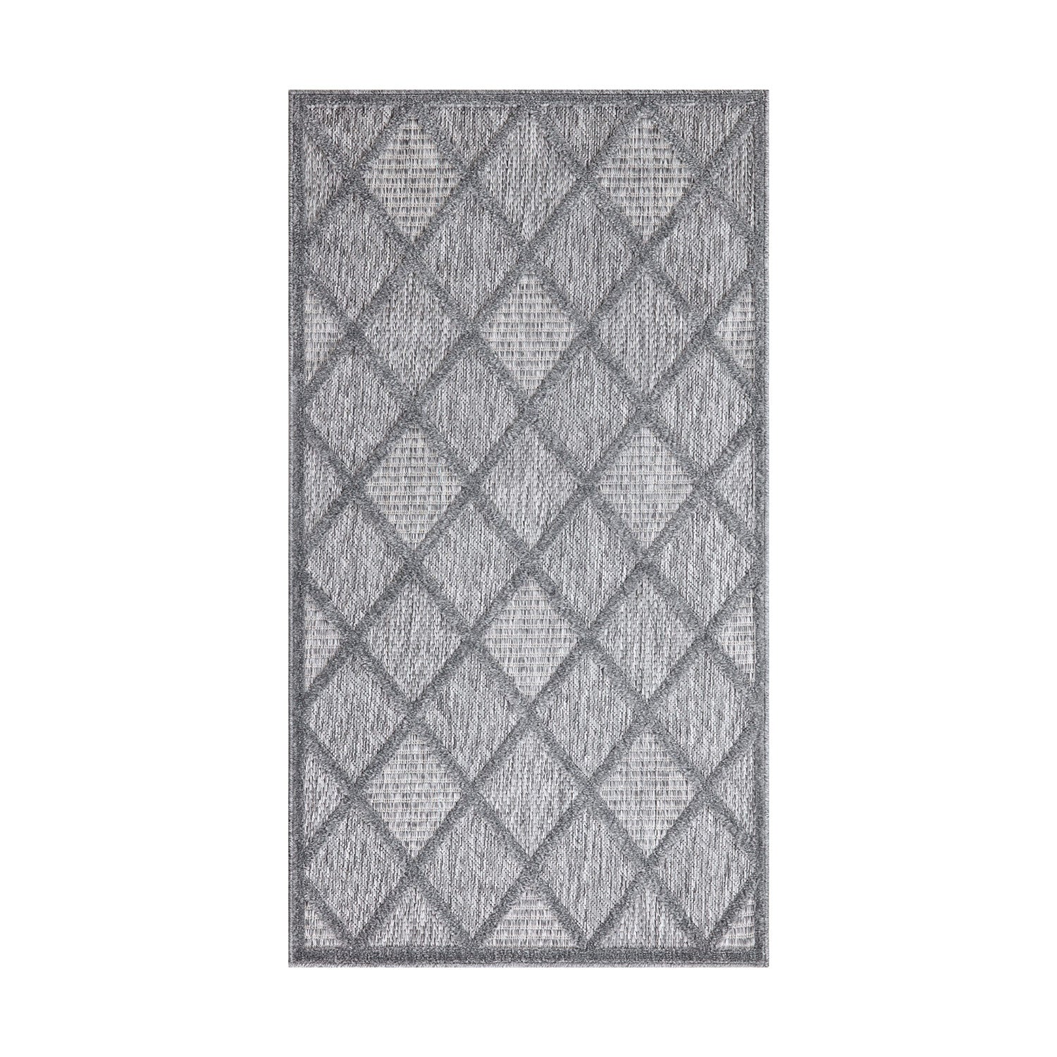 Tapis Intérieur/Extérieur à motif relief Losanges Anthracite – STUDIO DECO