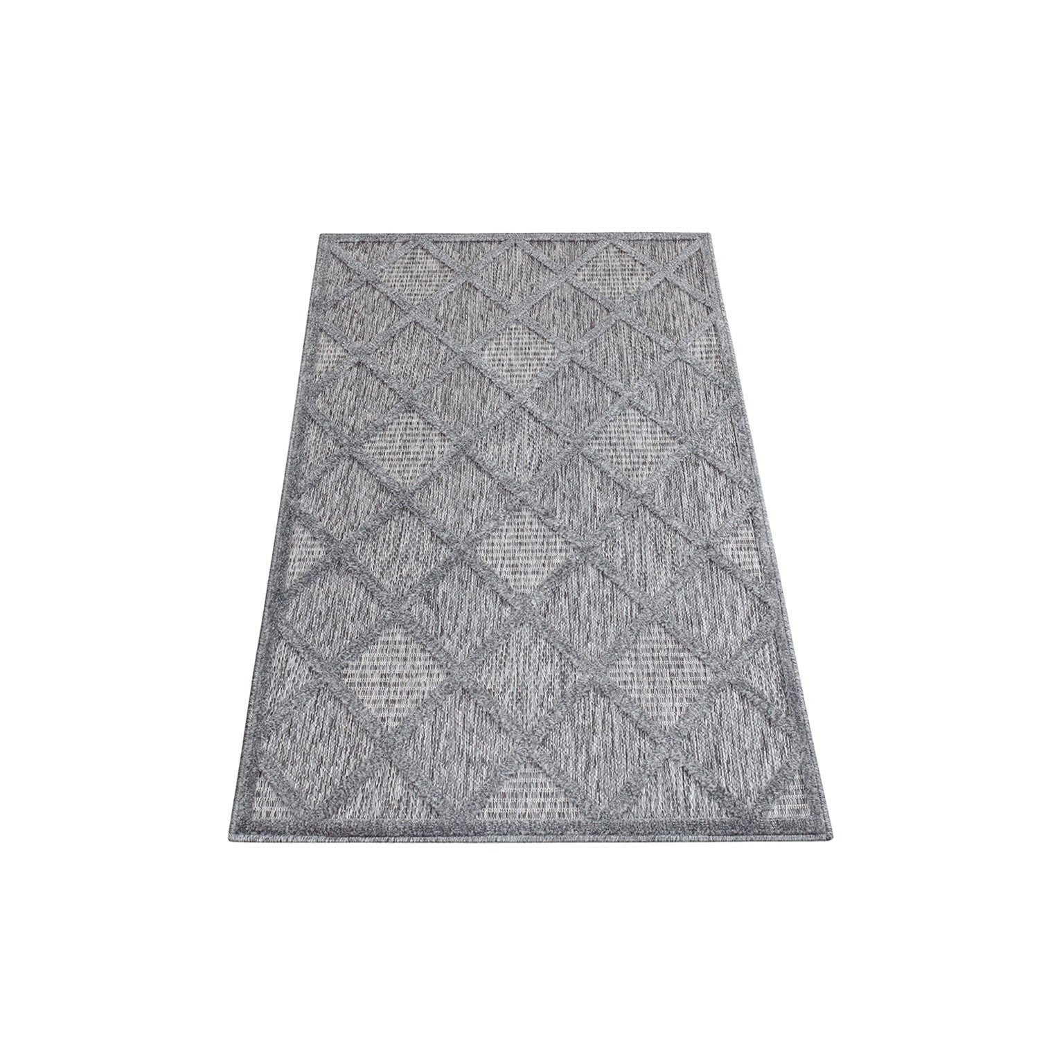 Tapis Intérieur/Extérieur à motif relief Losanges Anthracite – STUDIO DECO