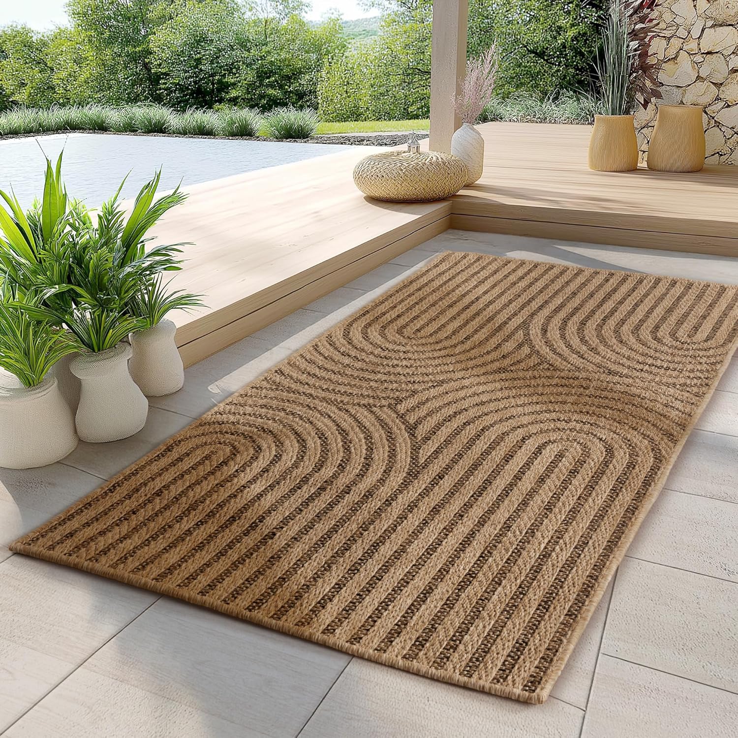 Tapis Aspect jute à motifs arcs – STUDIO DECO