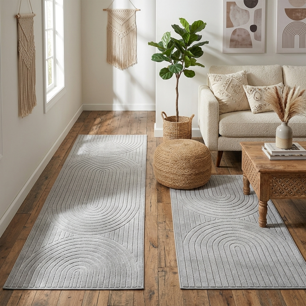 Tapis poils courts à relief PAOLA Gris