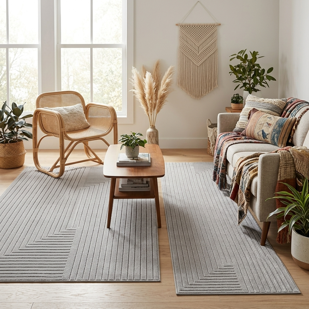 Tapis poils courts à relief NOLAN Gris