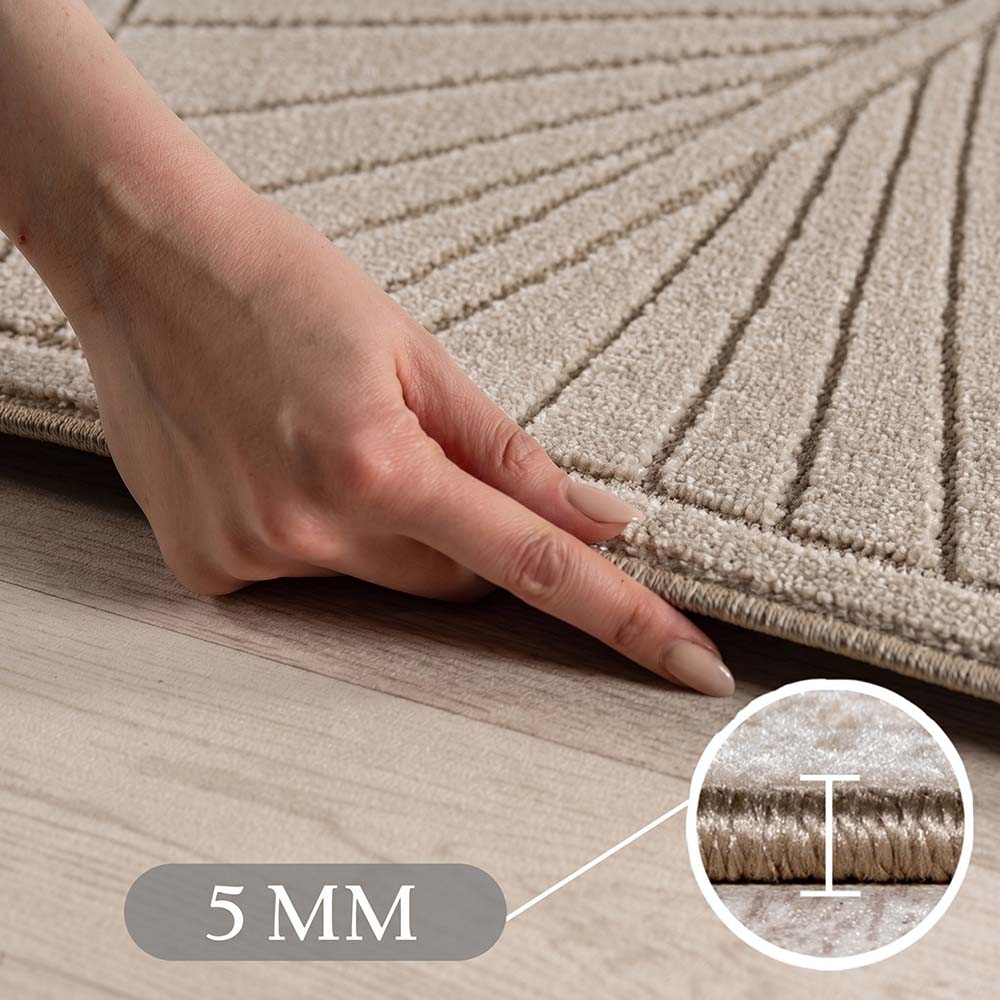 Tapis poils courts à relief Flowers Beige