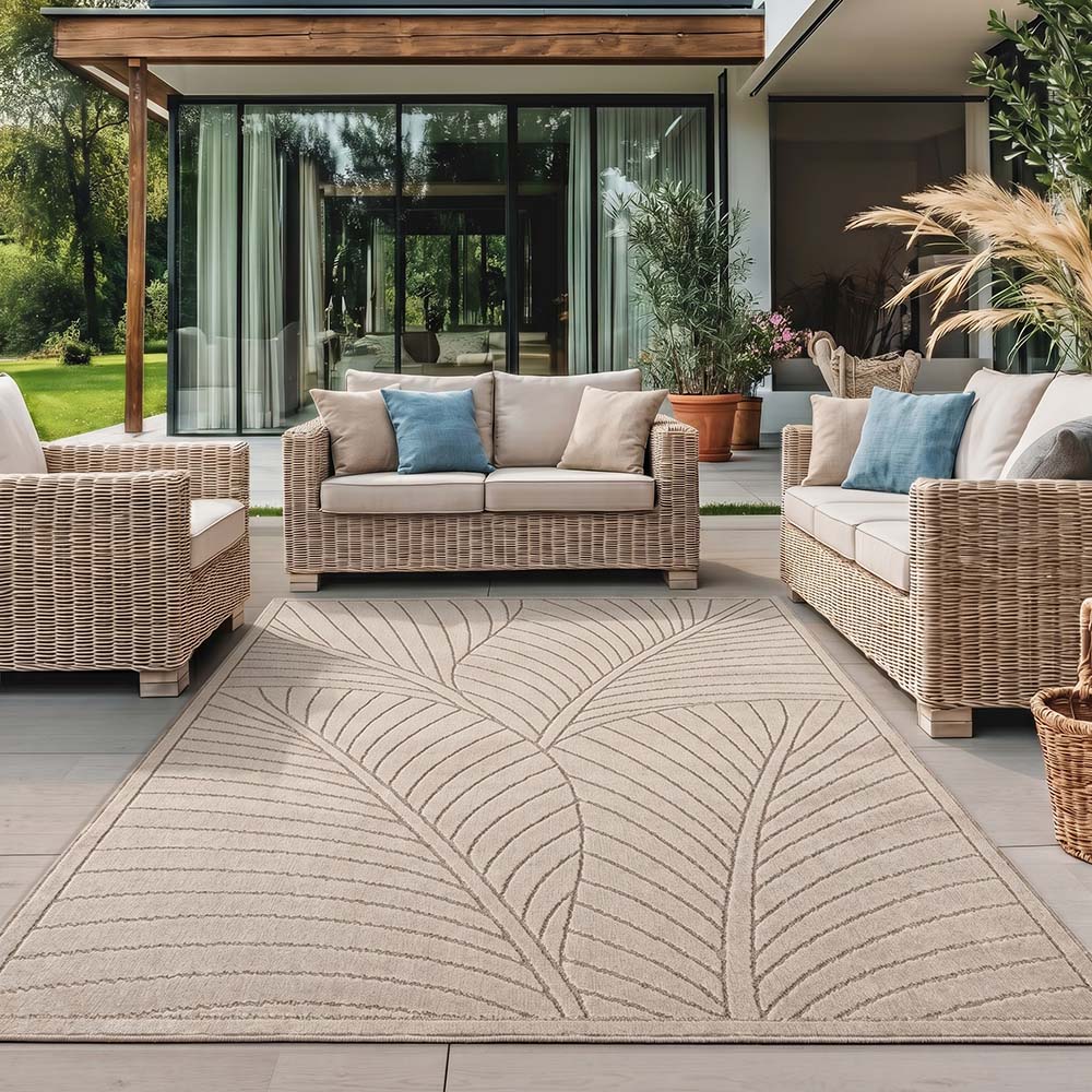 Tapis poils courts à relief Flowers Beige