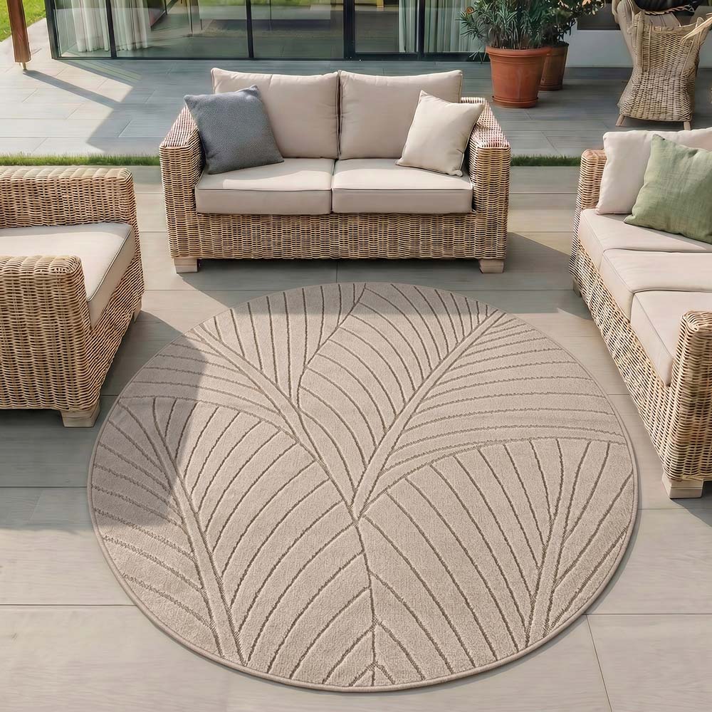 Tapis poils courts à relief Flowers Beige