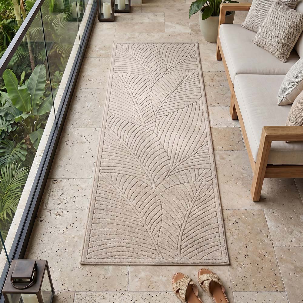 Tapis poils courts à relief Flowers Beige