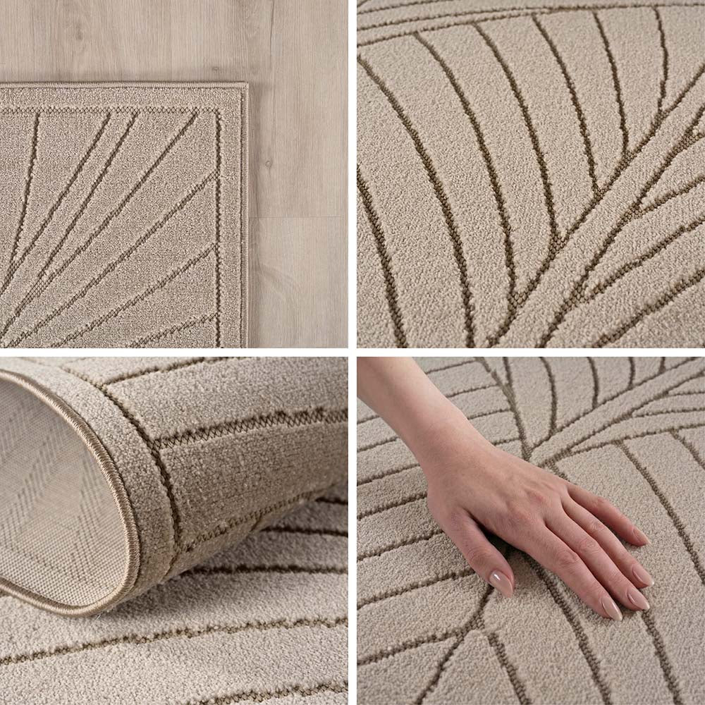 Tapis poils courts à relief Flowers Beige