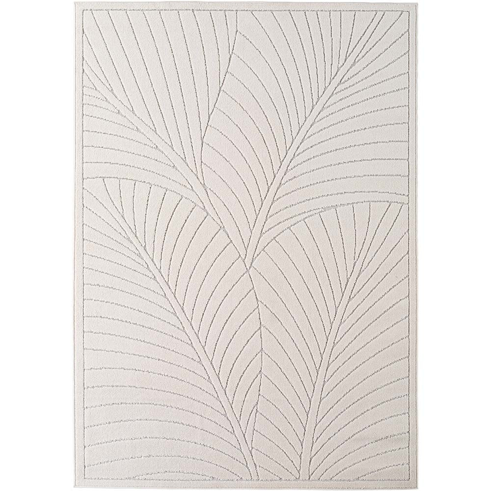 Tapis poils courts à relief Flowers Crème