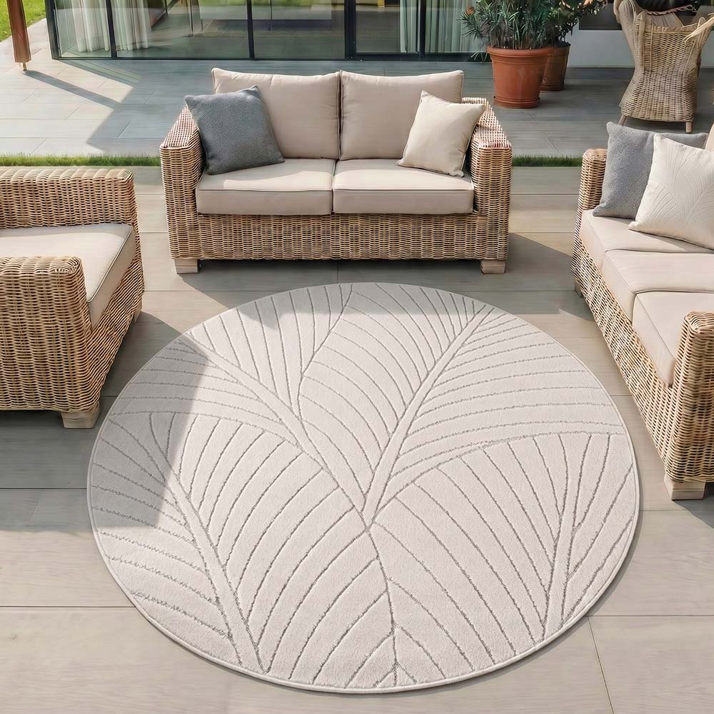 Tapis poils courts à relief Flowers Crème