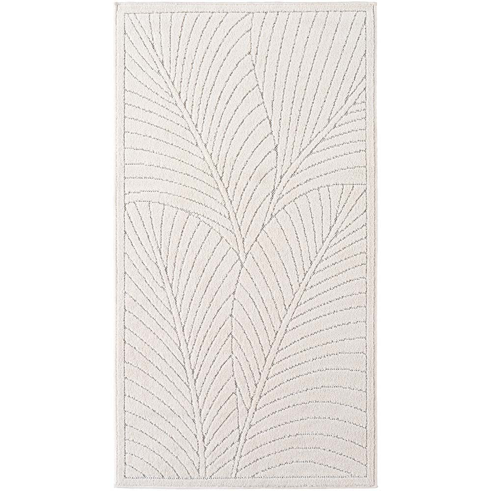Tapis poils courts à relief Flowers Crème