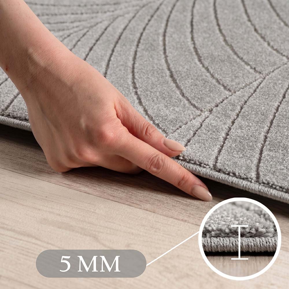 Tapis poils courts à relief Flowers Gris