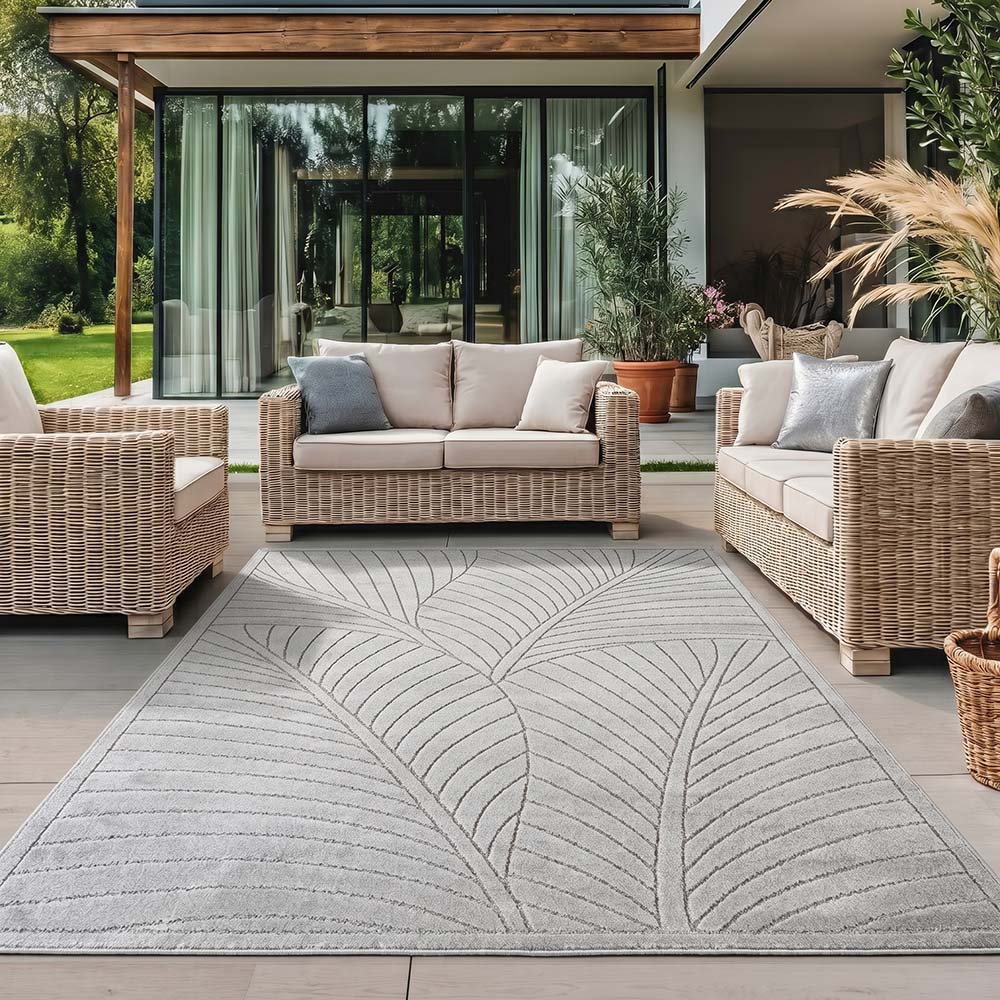 Tapis poils courts à relief Flowers Gris