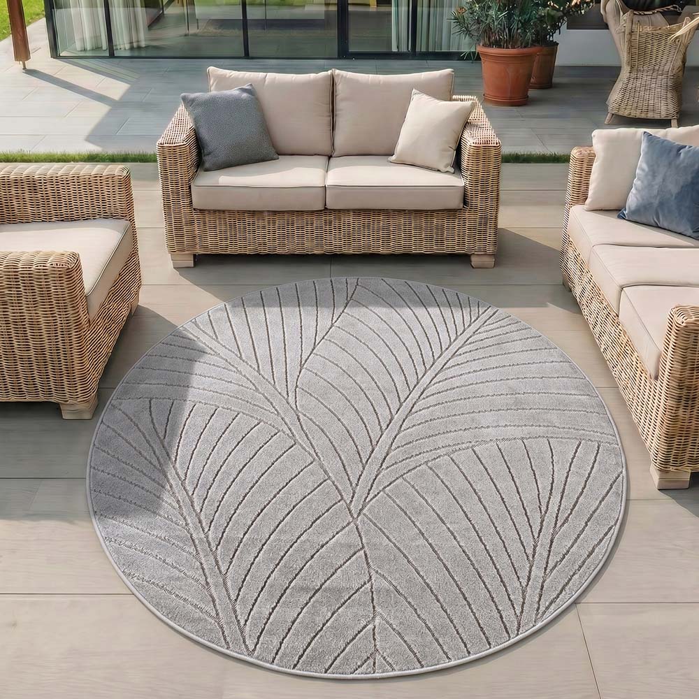 Tapis poils courts à relief Flowers Gris