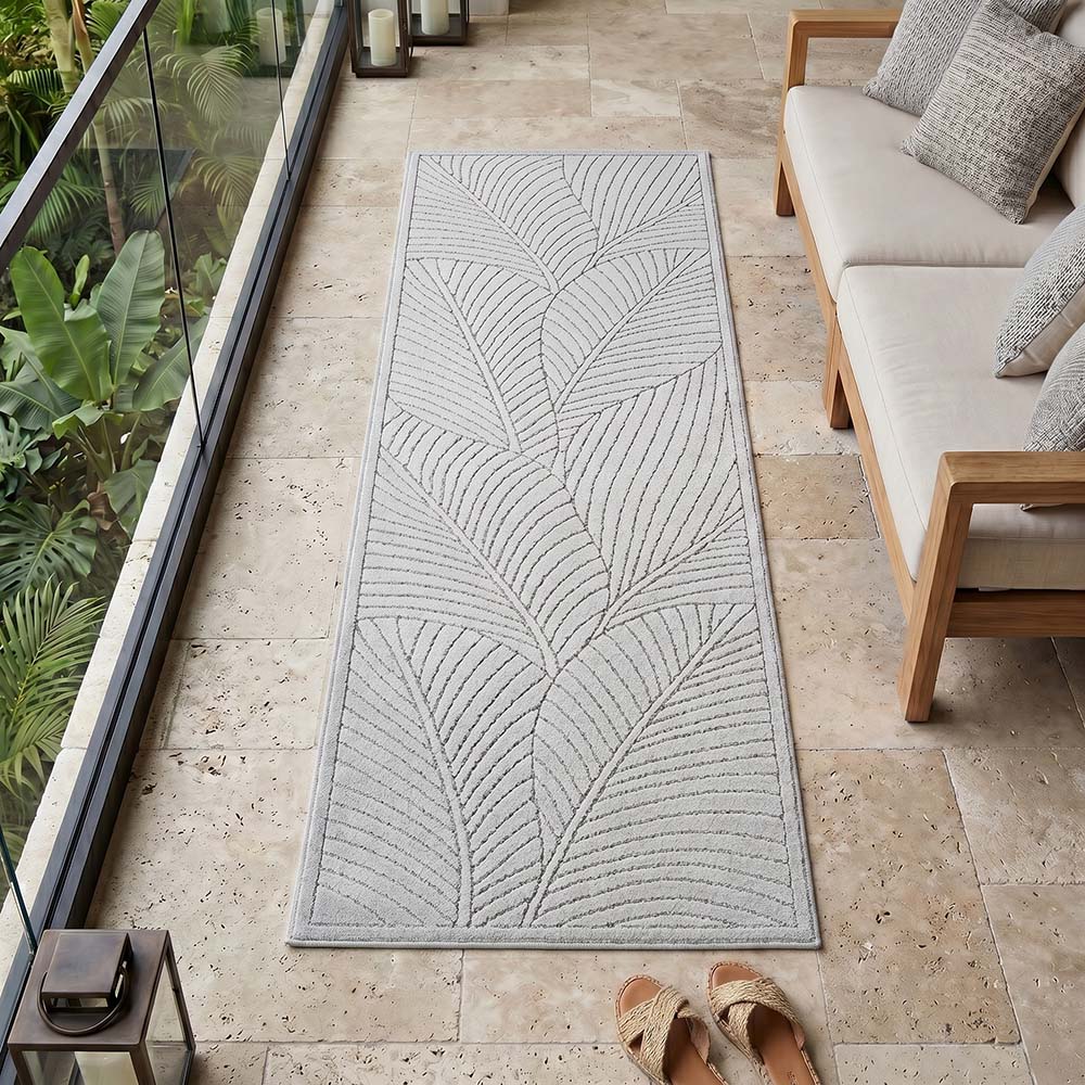 Tapis poils courts à relief Flowers Gris