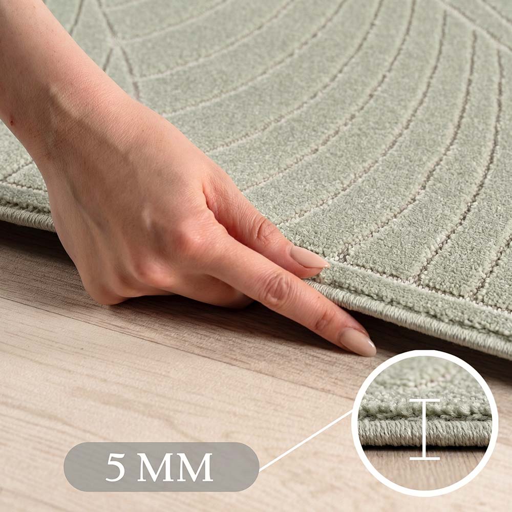 Tapis poils courts à relief Flowers Vert