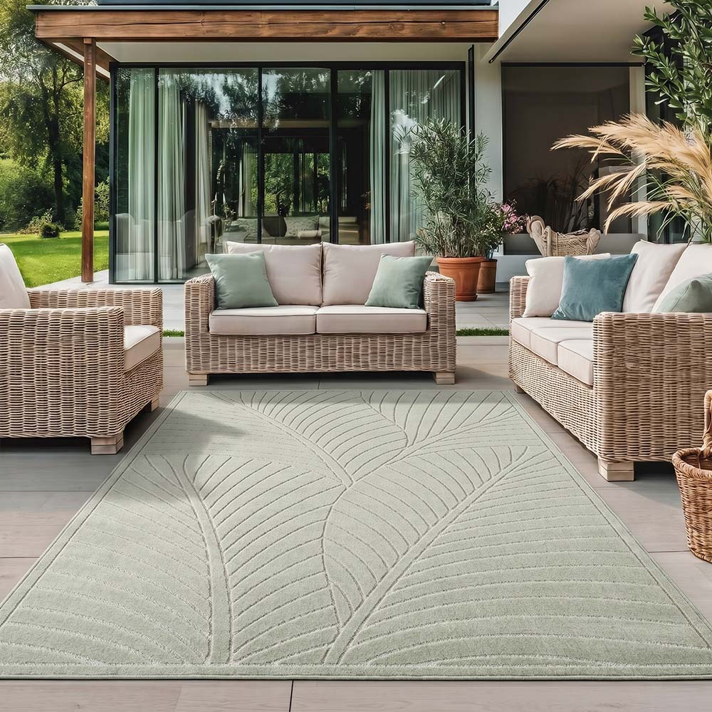 Tapis poils courts à relief Flowers Vert