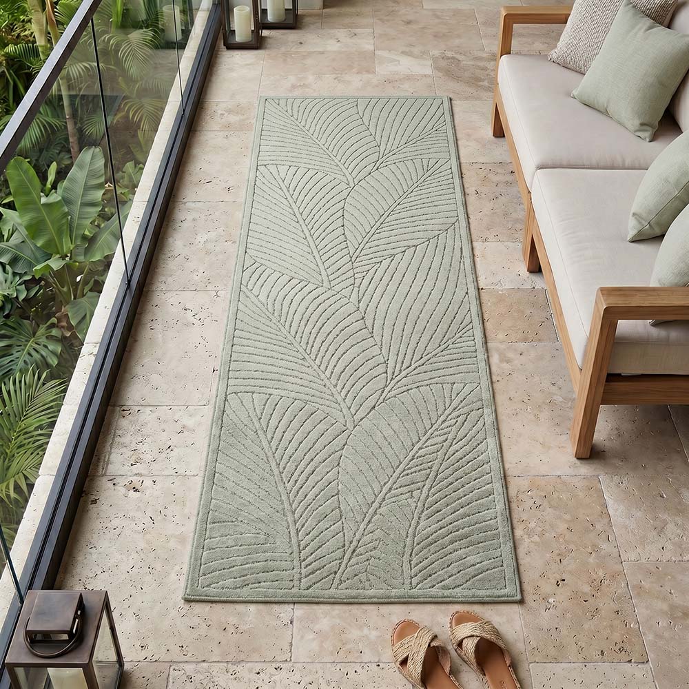 Tapis poils courts à relief Flowers Vert