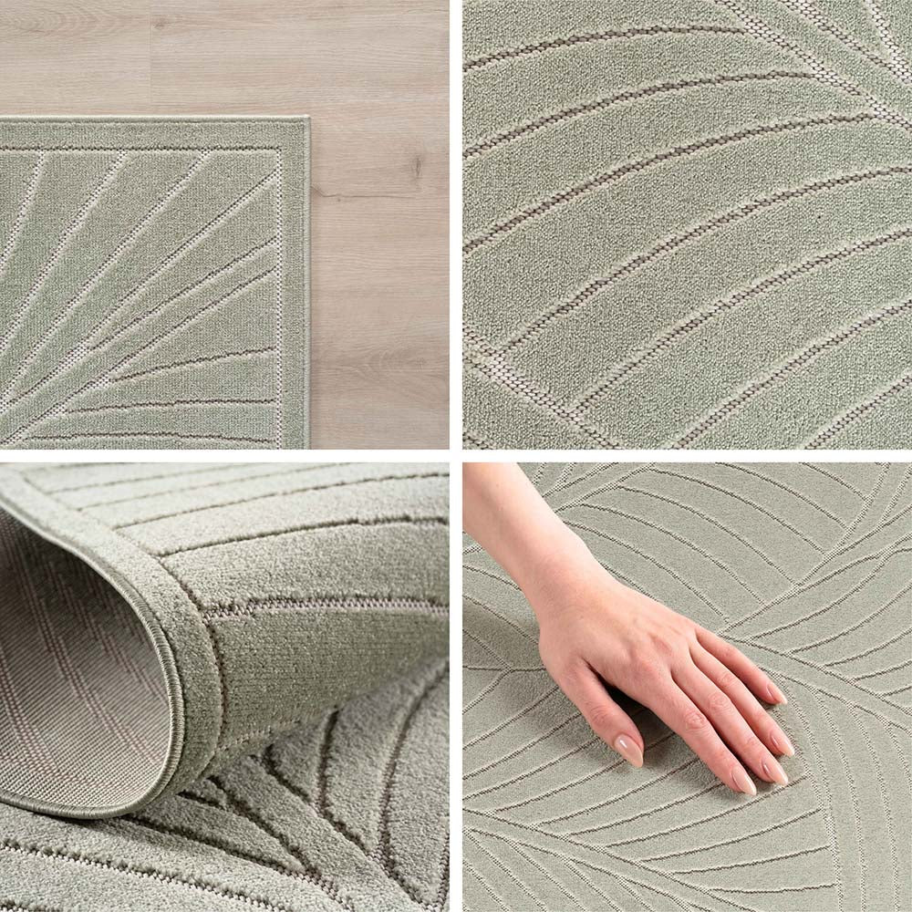 Tapis poils courts à relief Flowers Vert