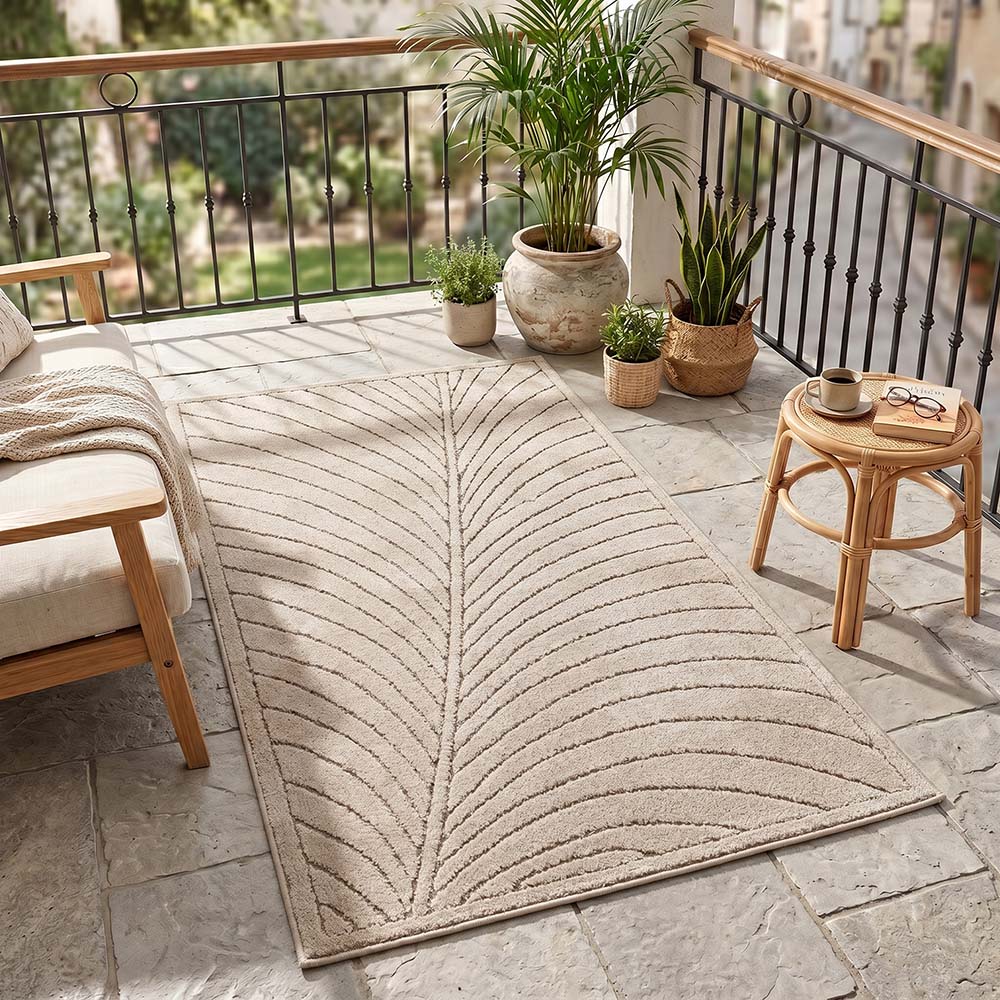 Tapis poils courts à relief FLORA Beige