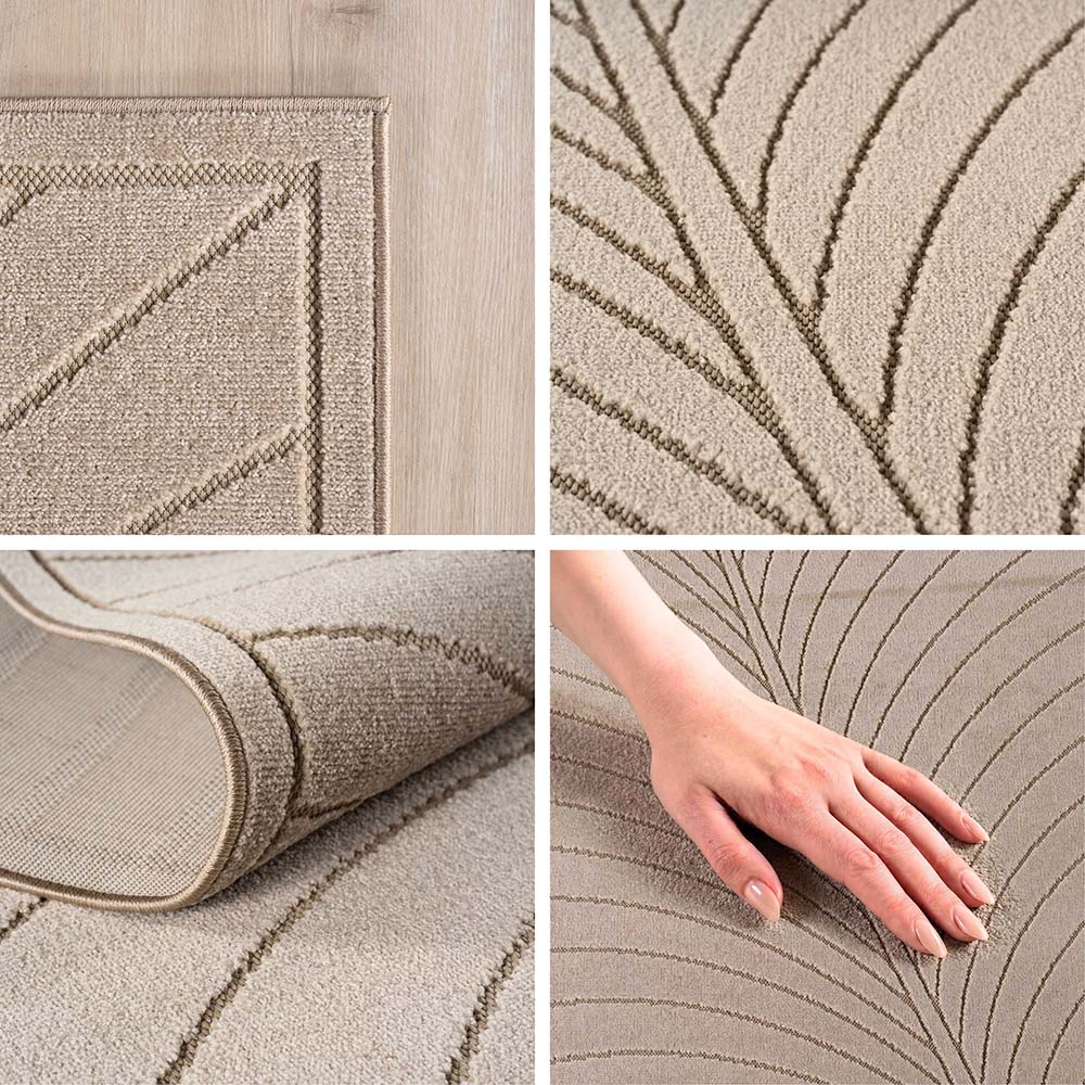 Tapis poils courts à relief FLORA Beige
