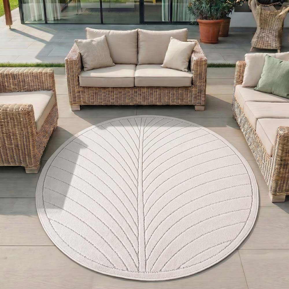 Tapis poils courts à relief FLORA Crème