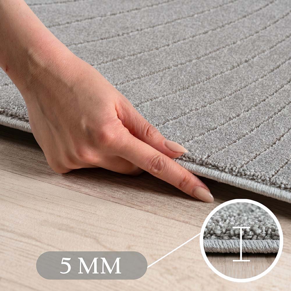 Tapis poils courts à relief FLORA Gris