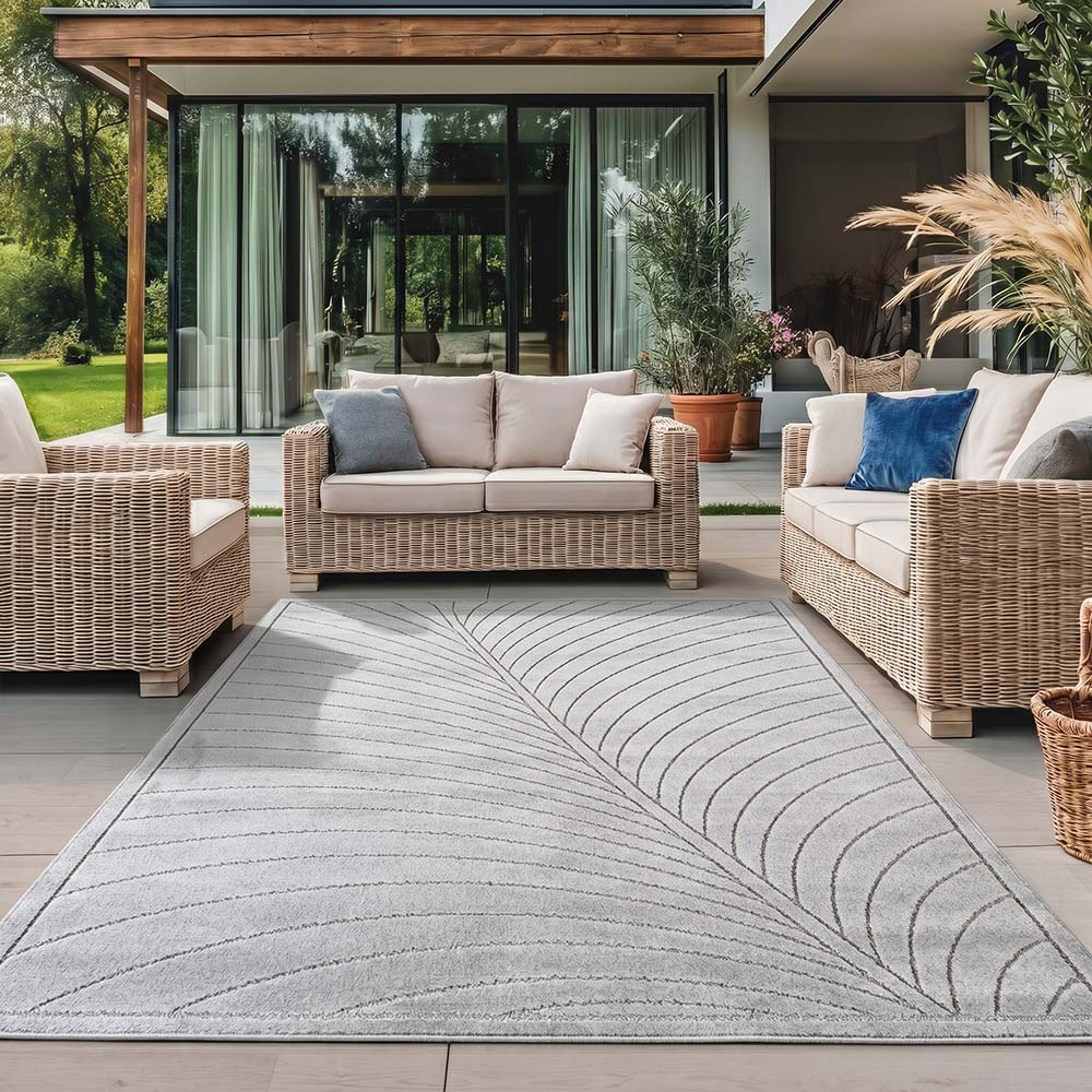 Tapis poils courts à relief FLORA Gris