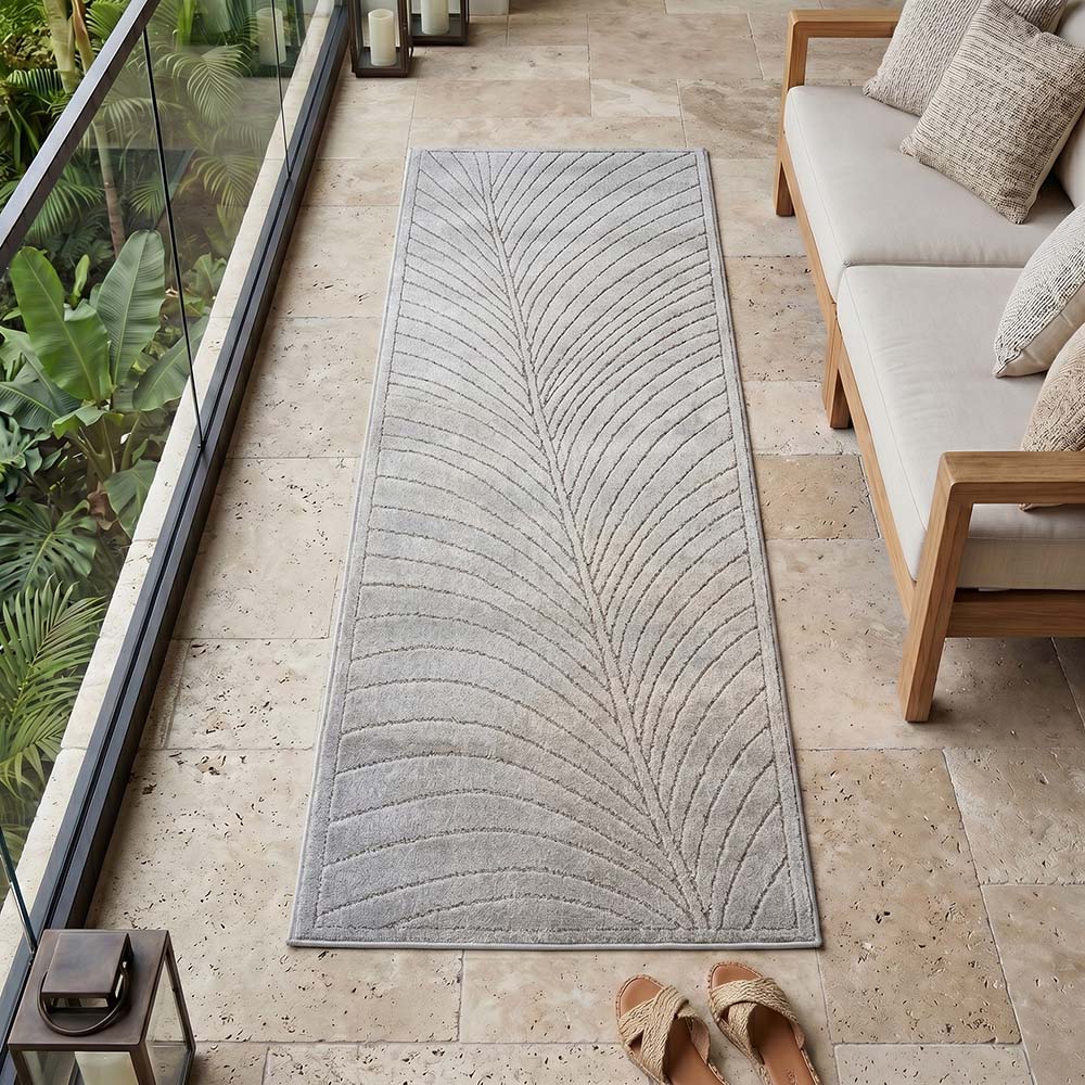 Tapis poils courts à relief FLORA Gris