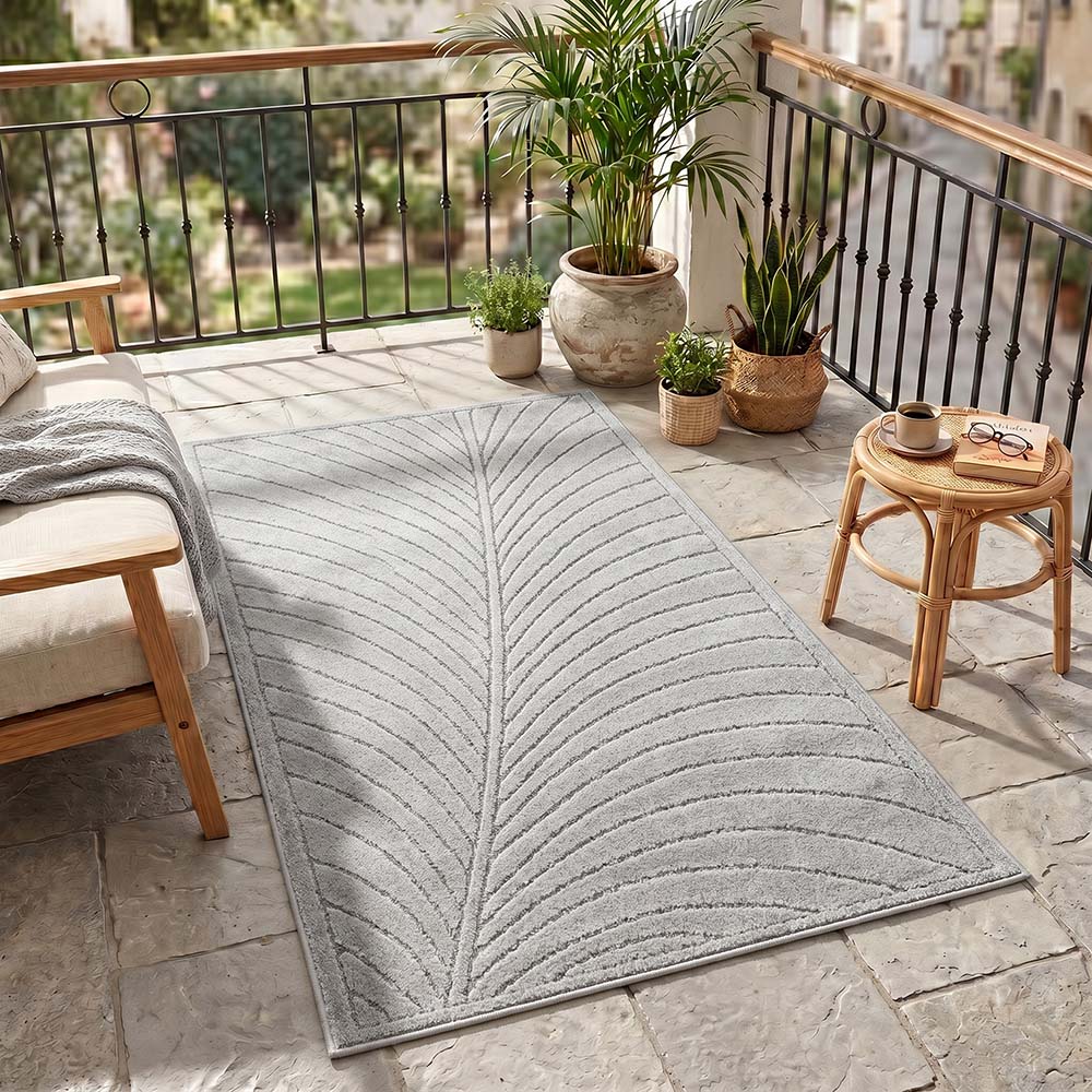 Tapis poils courts à relief FLORA Gris