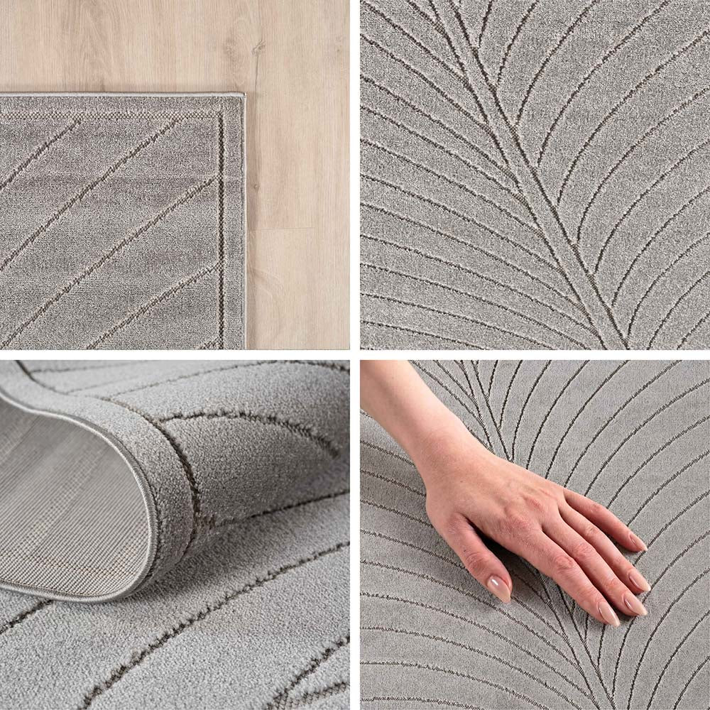 Tapis poils courts à relief FLORA Gris