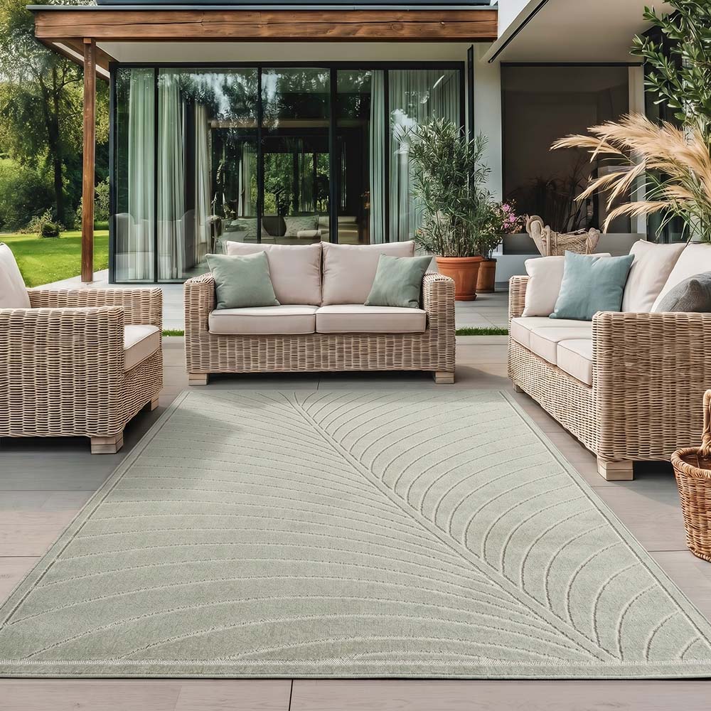 Tapis poils courts à relief FLORA Vert