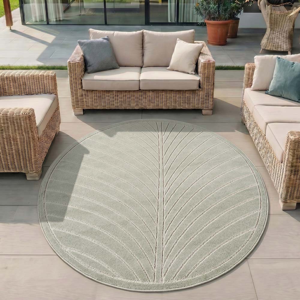 Tapis poils courts à relief FLORA Vert
