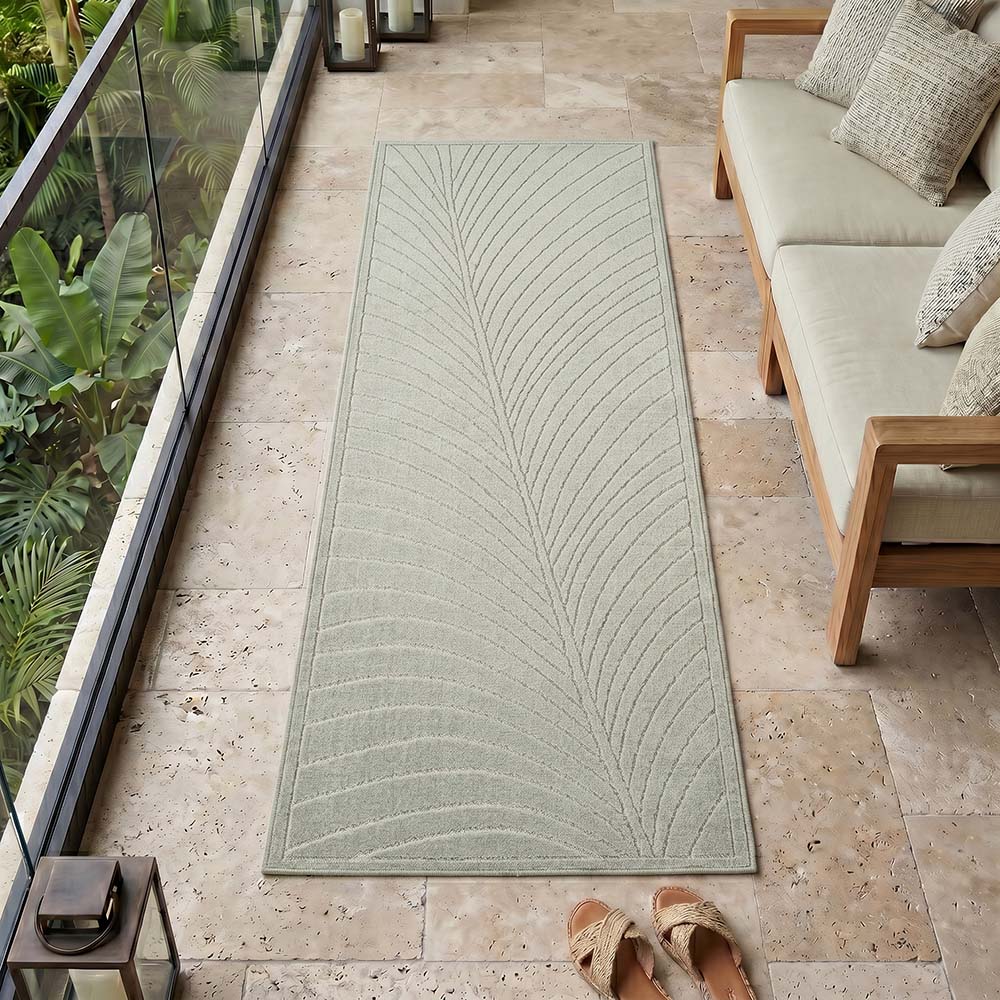 Tapis poils courts à relief FLORA Vert