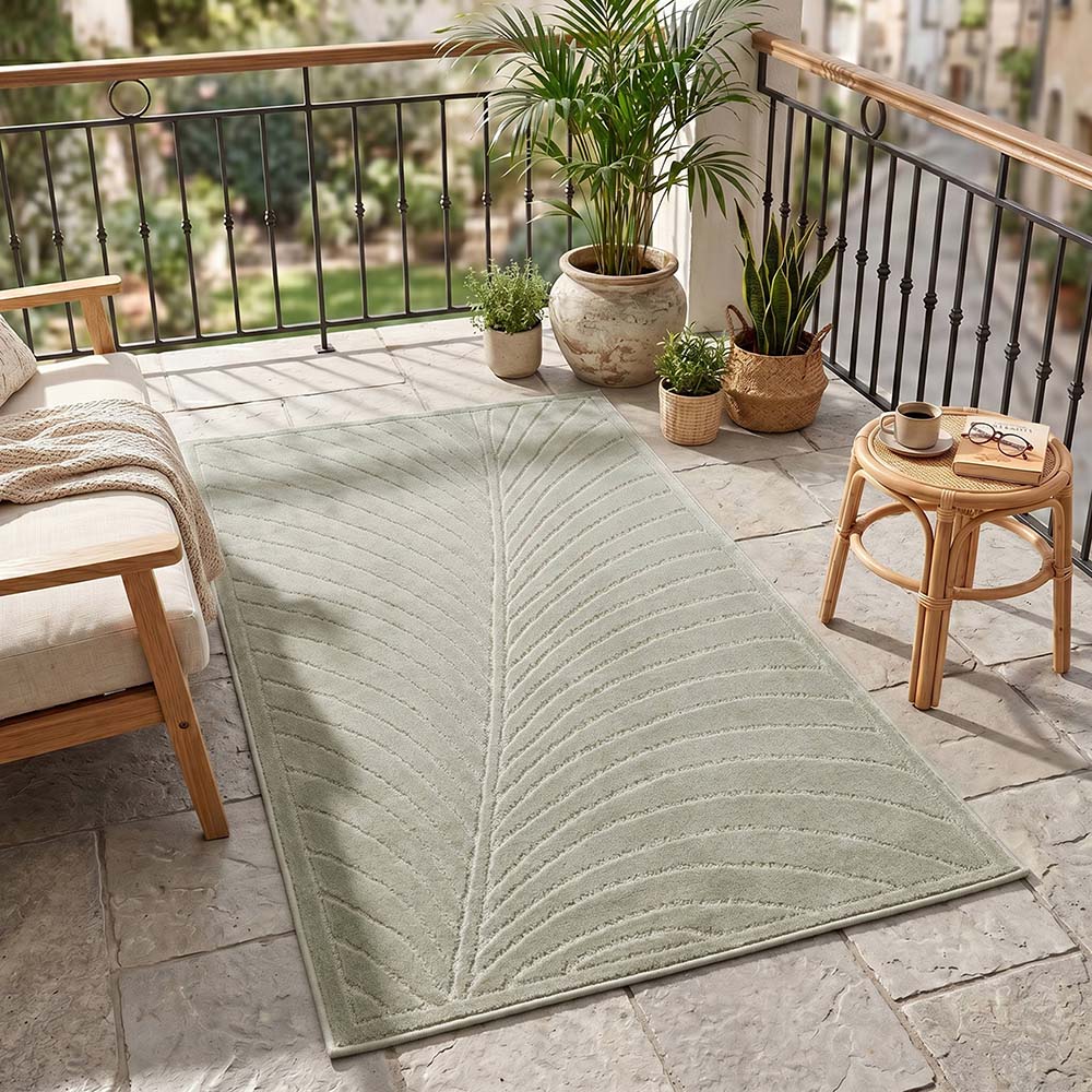 Tapis poils courts à relief FLORA Vert