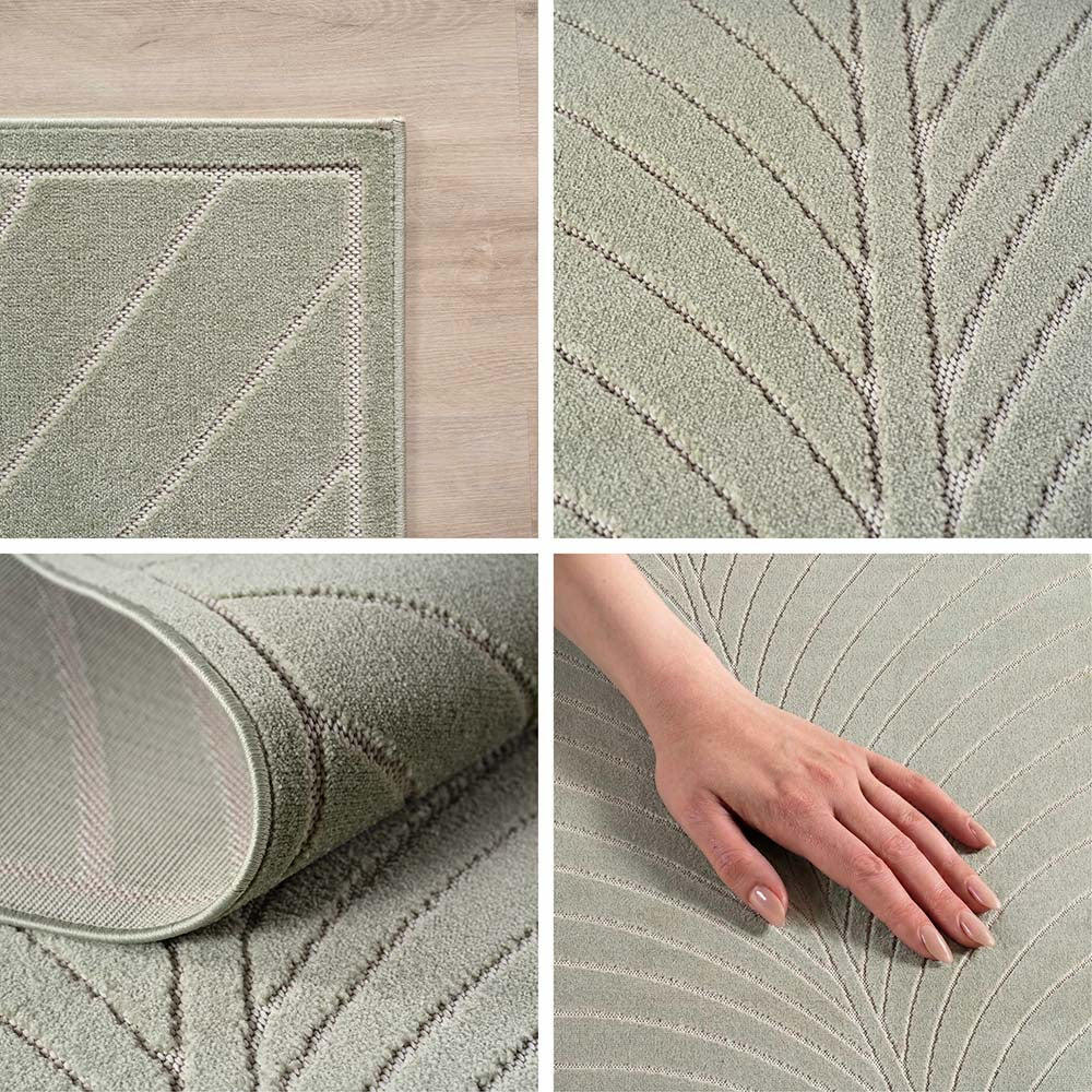 Tapis poils courts à relief FLORA Vert