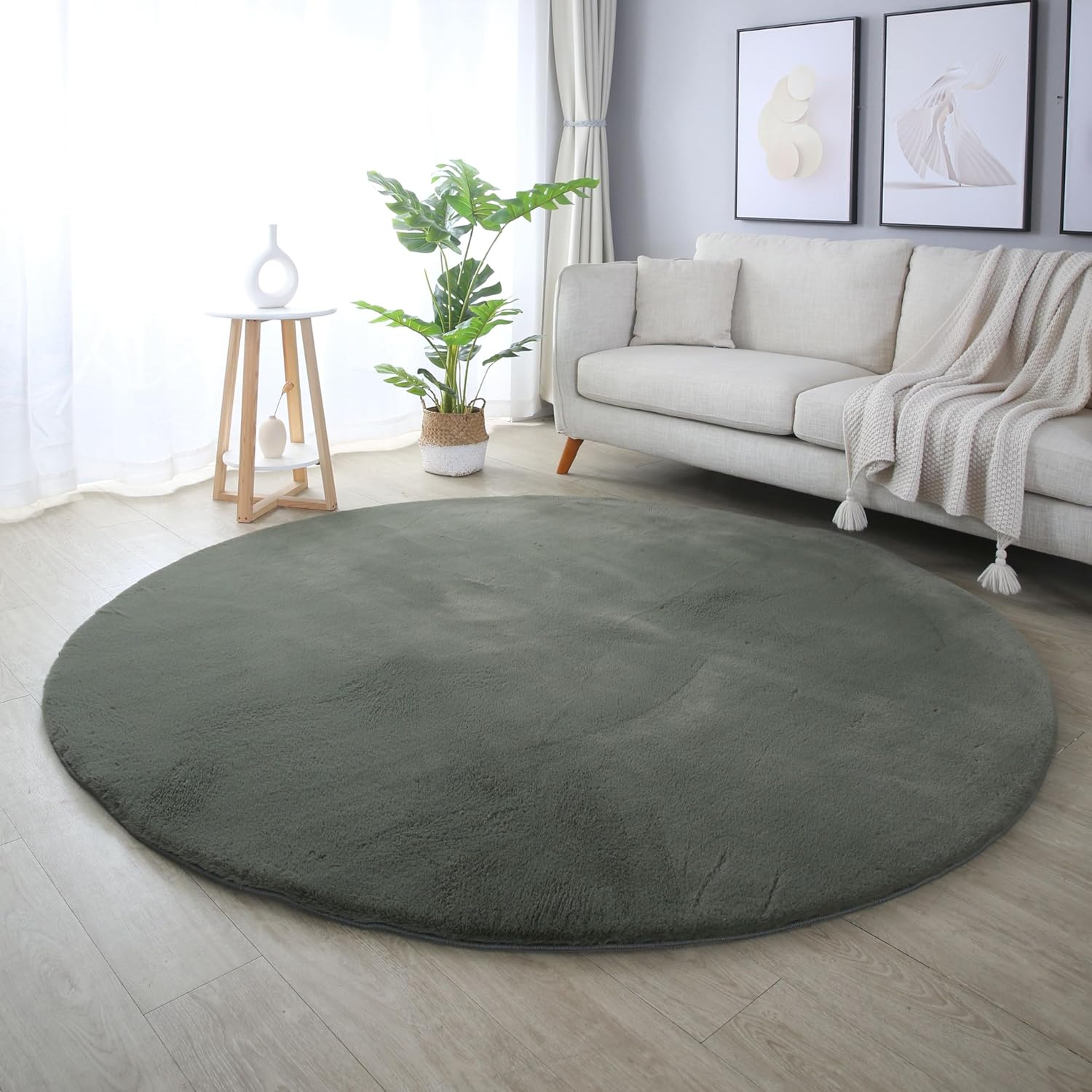 Tapis rond Fourrure toucher doux - Vert – STUDIO DECO