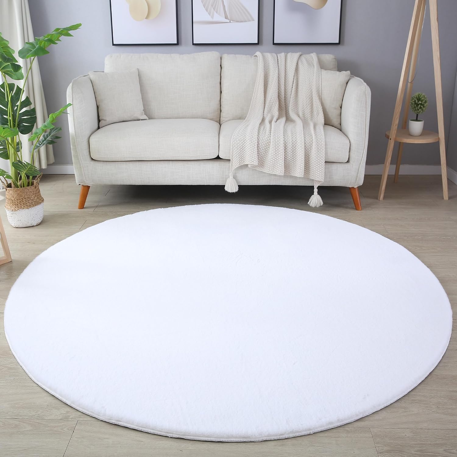 Tapis rond Fourrure toucher doux - Blanc – STUDIO DECO