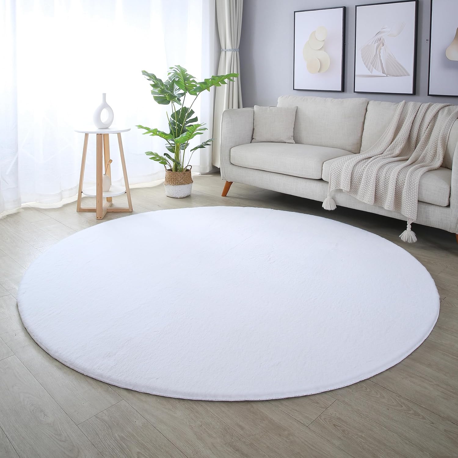 Tapis rond Fourrure toucher doux - Blanc – STUDIO DECO