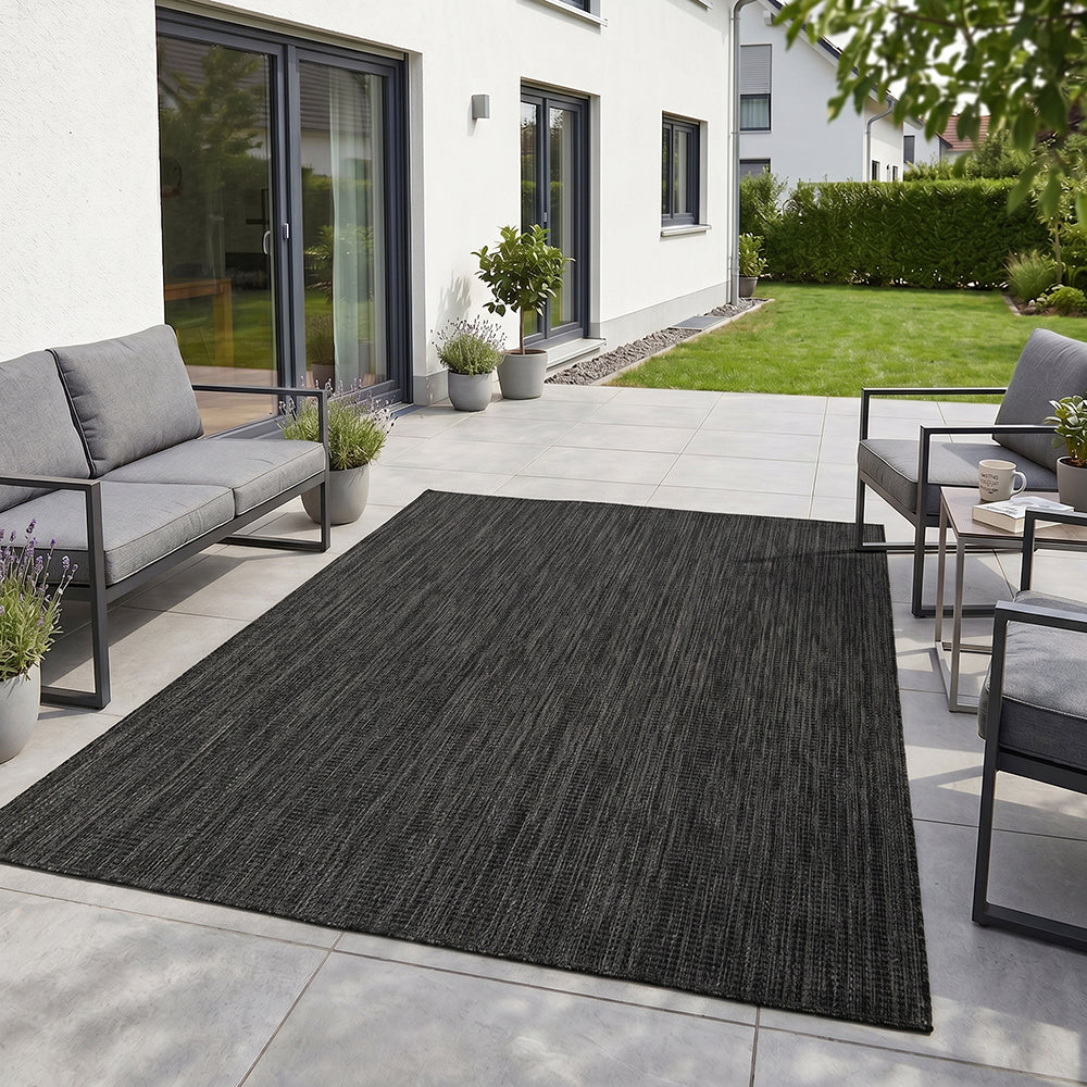 Tapis aspect jute noués Noir