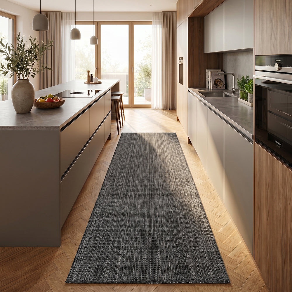 Tapis aspect jute noués Noir